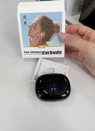 Бездротові навушники t18 true wireless bluetooth 5.2 з кейсом та дисплеєм, чорні (легке б/у)