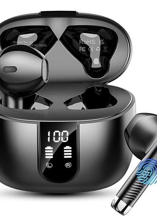 Беспроводные наушники j55 tws bluetooth 5.3 с дисплеем, кейс с зарядкой, черные