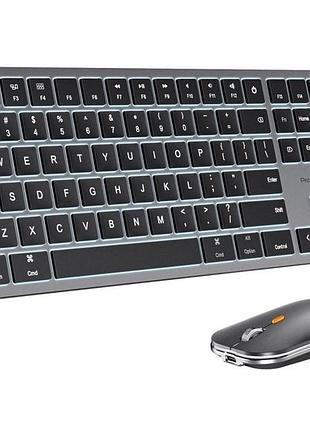 Беспроводная bluetooth клавиатура + мышка protoarc km100-a с подсветкой | multi-device | для mac, ipad, windows