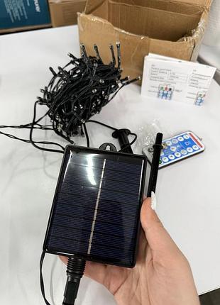 Сонячна led гірлянда 200 led rgb для вулиці та саду з пультом керування, 8 режимів світіння, легке б/в