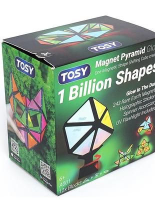 Магнитный конструктор tosy magnet pyramid glow | светится в темноте | антистресс | 1 billion shapes | оригинальный