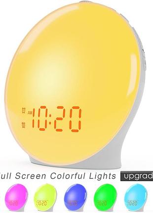 Световой будильник wake-up light jn01 с имитацией рассвета, fm радио, led дисплей (новый, поврежденная коробка)