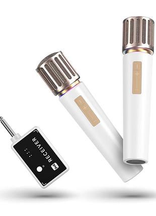 Беспроводные микрофоны echomussy gold/white, 2 шт, plug & play, для телефона