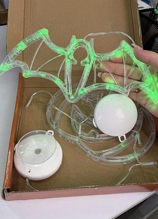 Світлодіодна гірлянда halloween | гарбуз та кажан | led декор на хелловін з підсвіткою
