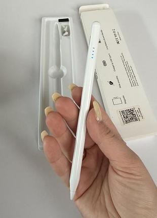 Стилус active pen універсальний для ipad / планшетів, бездротовий, usb-c, магнітний, білий
