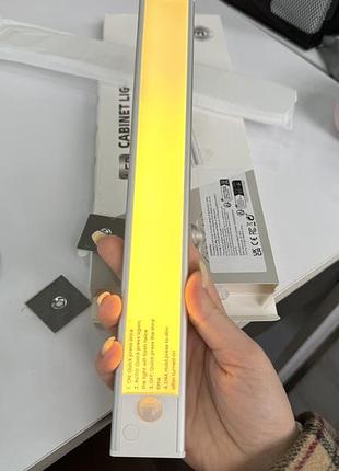 Led подсветка для шкафа с датчиком движения usb теплый свет 2700k диммирования комплект 3 шт
