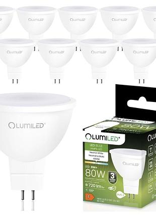 Лампа світлодіодна lumiled mr16 gu5.3 8w (80w) 720lm 4000k 12v led, нейтральне світло