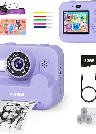 Фотоапарат дитячий з друком instant print camera astgmi камера для дітей з екраном 1080p