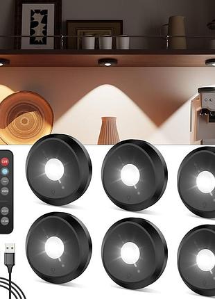 Led світильники jurice 6 шт акумуляторні з пультом, usb-c, 3 режими світла