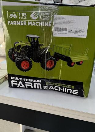 Трактор на радиоуправлении farm machine 1:16 с прицепом, некомплект (без пульта)