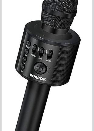 Бездротовий караоке мікрофон bonak q37 з bluetooth та вбудованою колонкою 🎤