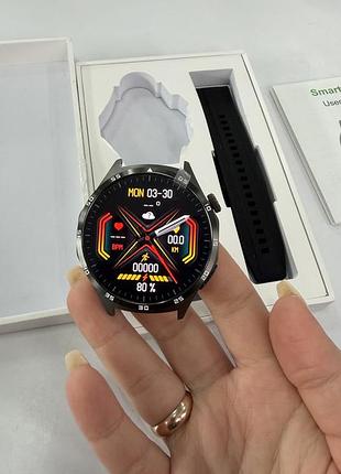 Смарт часы smart watch круглый дисплей фитнес трекер пульс шага черный новый