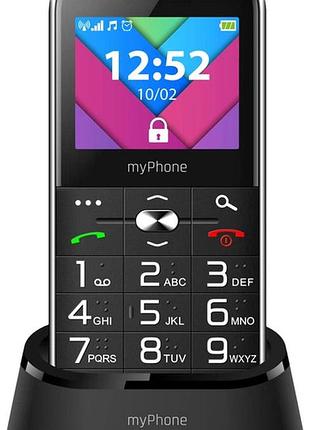 Мобільний телефон для літніх myphone halo c black з док-станцією, великі кнопки, легке б/у