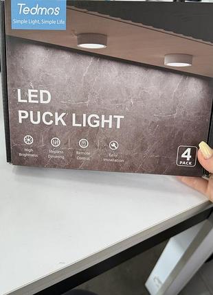Led підсвітка tedmos 4 шт з пультом, бездротові світильники під шафу, димування