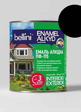 Эмаль алкидная пф-115 черный 0,9кг тм bellini