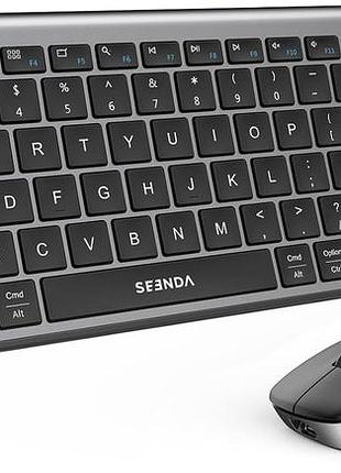 Беспроводная клавиатура + мышь seenda sleek series серо-черная (graphite) rechargeable комплект