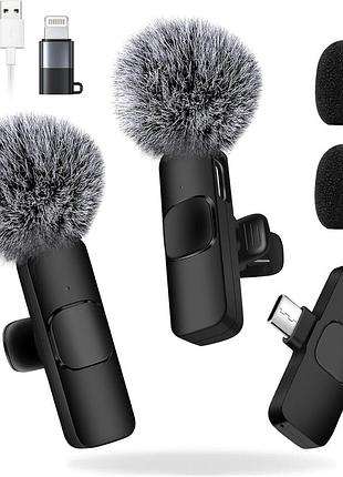 Бездротовий петличний мікрофон k9 wireless lavalier microphone для iphone android 2 мікрофони