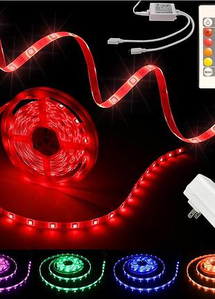 Led лента rgb 5м с пультом питания, подсветка комнаты 5050 12v