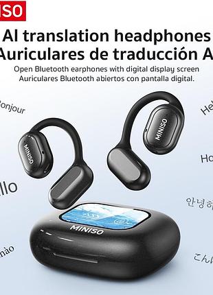 Бездротові навушники miniso x30 open ear bluetooth 5.4 з сенсорним дисплеєм, з гачком, чорні