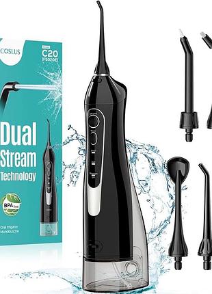 Іригатор для порожнини рота coslus c20 dual stream, бездротовий water flosser, чорний, б/в
