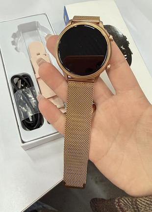 Смарт часы m6 gold с металлическим ремешком, bluetooth, пульсометр, фитнес трекер