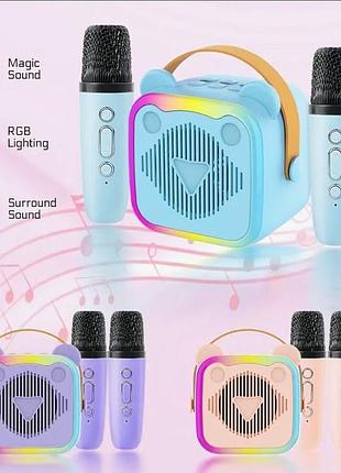 Bluetooth караоке колонка з 2 мікрофонами та led-світлом