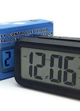 Led будильник електронний настільний lcd годинник з температурою та датою, чорний, легке б/у