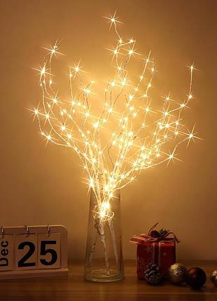 Светодиодные декоративные ветви guijiyi led branch lights, 120 led, теплый белый свет, гирлянда для вазы и интерьера, 75 см