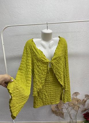 Shein костюм двійка жатка комплект болеро міні спідниця накидка юбка блуза топ топик
