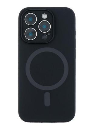 Чехол накладка с рамкой камеры glow silicone case magsafe apple iphone 15 pro black (36079_3606415)
