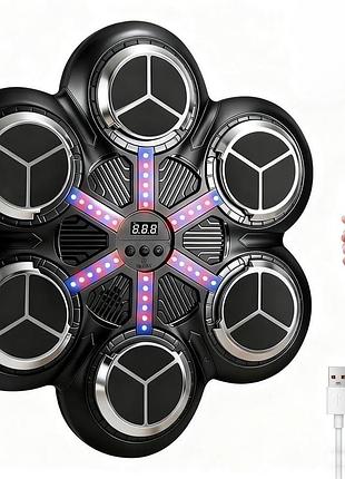 Музична боксерська машина s600l, настінний тренажер для боксу з bluetooth, led та рукавичками для дітей і дорослих