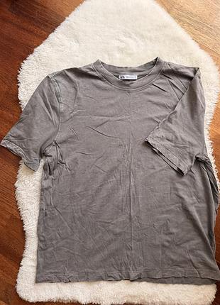 Футболка zara oversize сіра washed 100% бавовна m