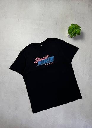 Футболка чорна преміальна чоловіча diesel big logo оригінал