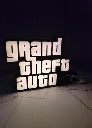 Логотип gta , світильник, grand theft auto, декор