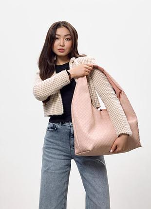 Жіноча сумка sambag hobo weave l пудра