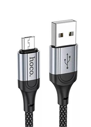 Кабель hoco x102 usb to micro 2.4a, 1m, nylon, aluminum connectors, black