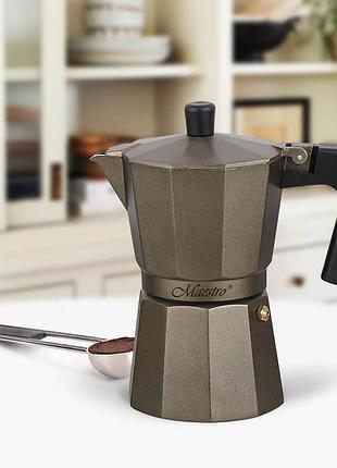 Кавоварка гейзерна еспресо maestro mr-1666-3-brown 150 мл
