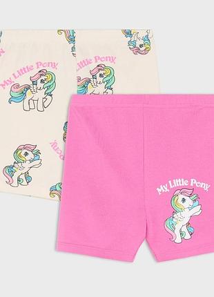 Новый набор шортиков для девочки 98 размер my little pony, детские шорты, леггинсы 2 пары, велосипедки с единорожками