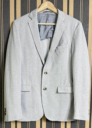 Hugo boss 48 хлопковый slim серый пиджак блейзер