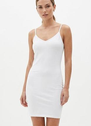 Белоснежное базовое платье-майка primark long line cami (размер m / eur 38)