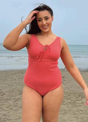 Роскошный брендовый купальник на пышную красоту 
i'll be right here swimsuit у кораловому кольор