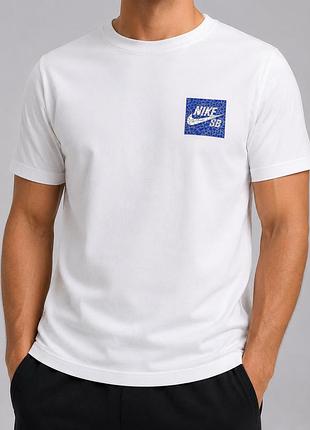Біла чоловіча футболка nike sb 100% бавовна літня з великим принтом на спині