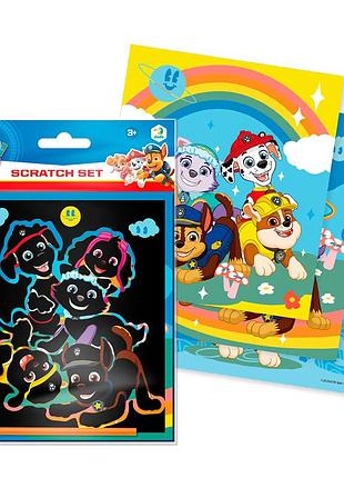 Набір дитячих гравюр "щенячий патруль", скретч-набір paw patrol для творчості 200567 dodo