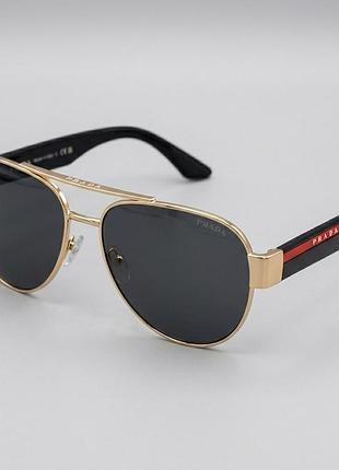 Солнцезащитные мужские очки авиаторы pr167 gold lux