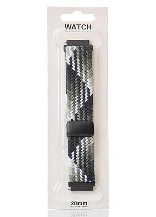 Ремешок для часов universal "nylon braided magnetic" 20 мм black and white