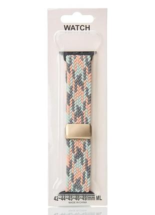 Ремешок для apple watch "nylon braided magnetic" 42/44/45/46/49 мм gray blue powder