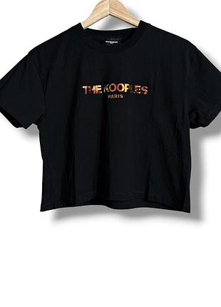 The kooples s укороченная свободная хлопковая черная футболка