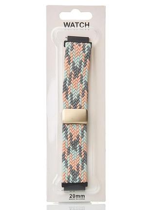 Ремешок для часов universal "nylon braided magnetic" 20 мм gray blue powder