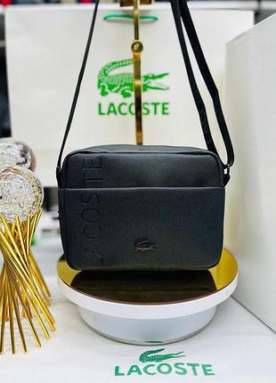 Сумка через плечо черная мужская лакоста, мессенджер lacoste black