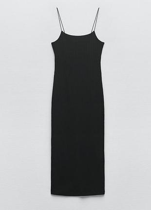 Хлопковый облегающий сарафан zara на тонких бретелях